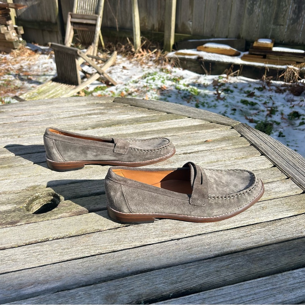 NWT Allen Edmonds mens grey suede penny loafers‎ size 10